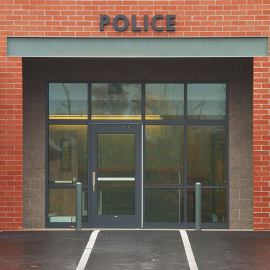 Exterior of police station doors