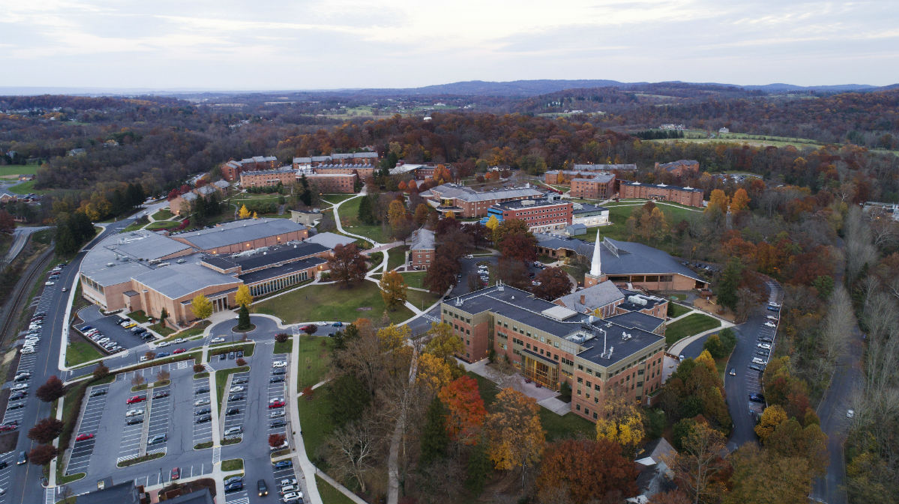 aerial view of Messiah University's campus